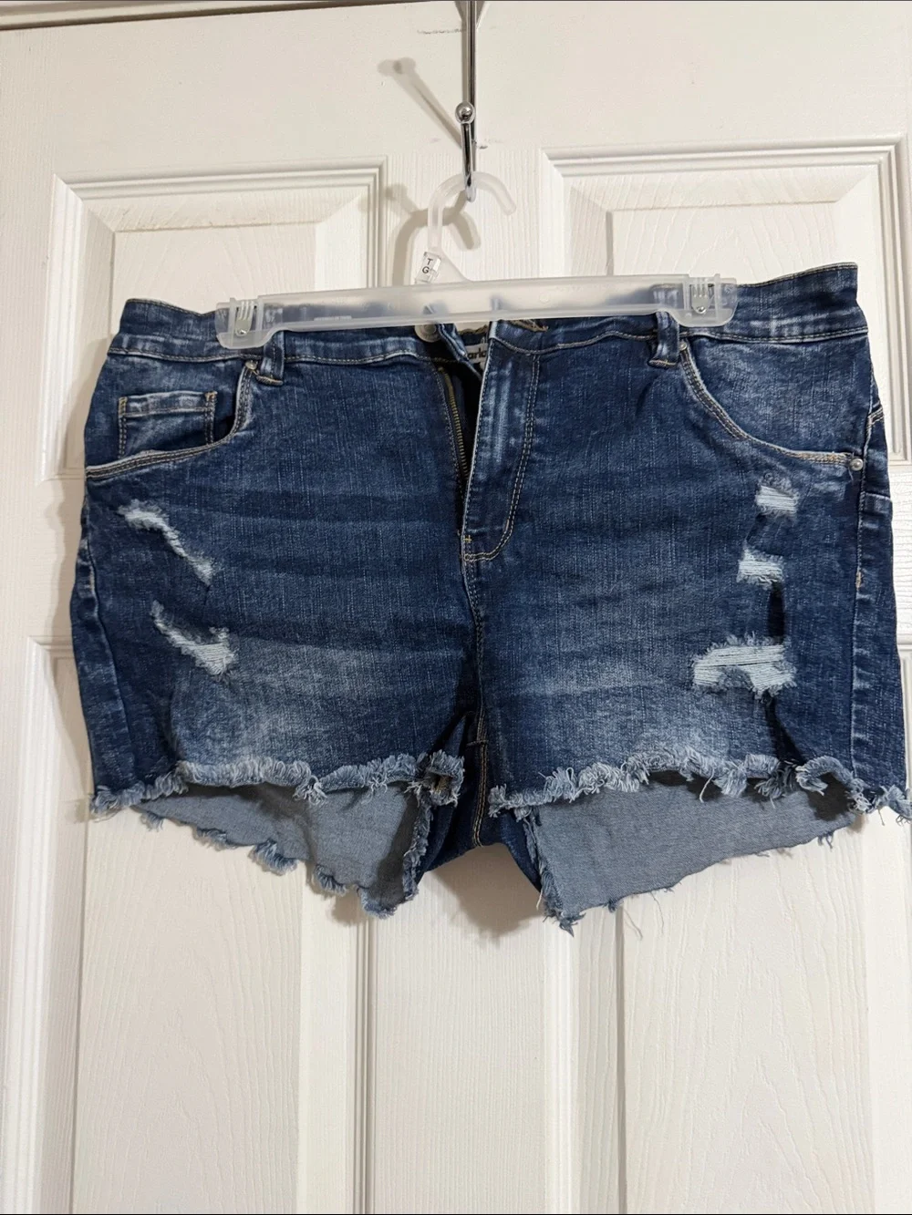 Charlotte Russe Dark Blue Distressed Denim Cutoff Shorts